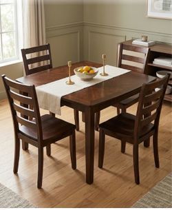 Beautiful Dark Wood Dining Set – Table & 4 Chairs