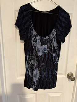 Vanilla Sugar Black and Blue Floral Blouse