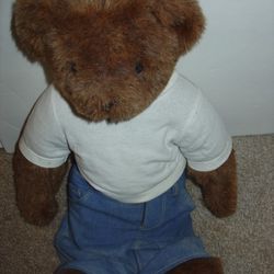 VERMONT BROWN POSABLE TEDDY BEAR W/OUTFIT CUTE GIFT! 16"H

