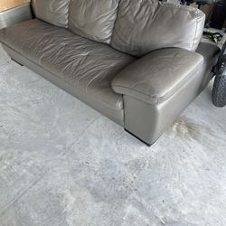 Gray Genuine Leather Couch