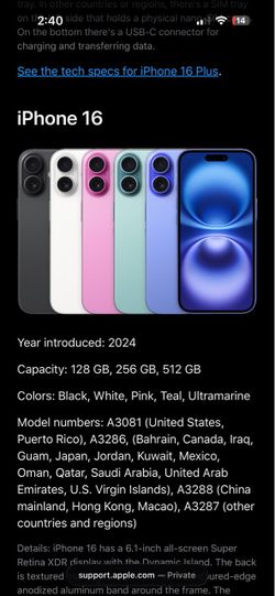 Apple iPhone 16