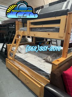 Twin full natural bunk bed with mattresses colchones camas