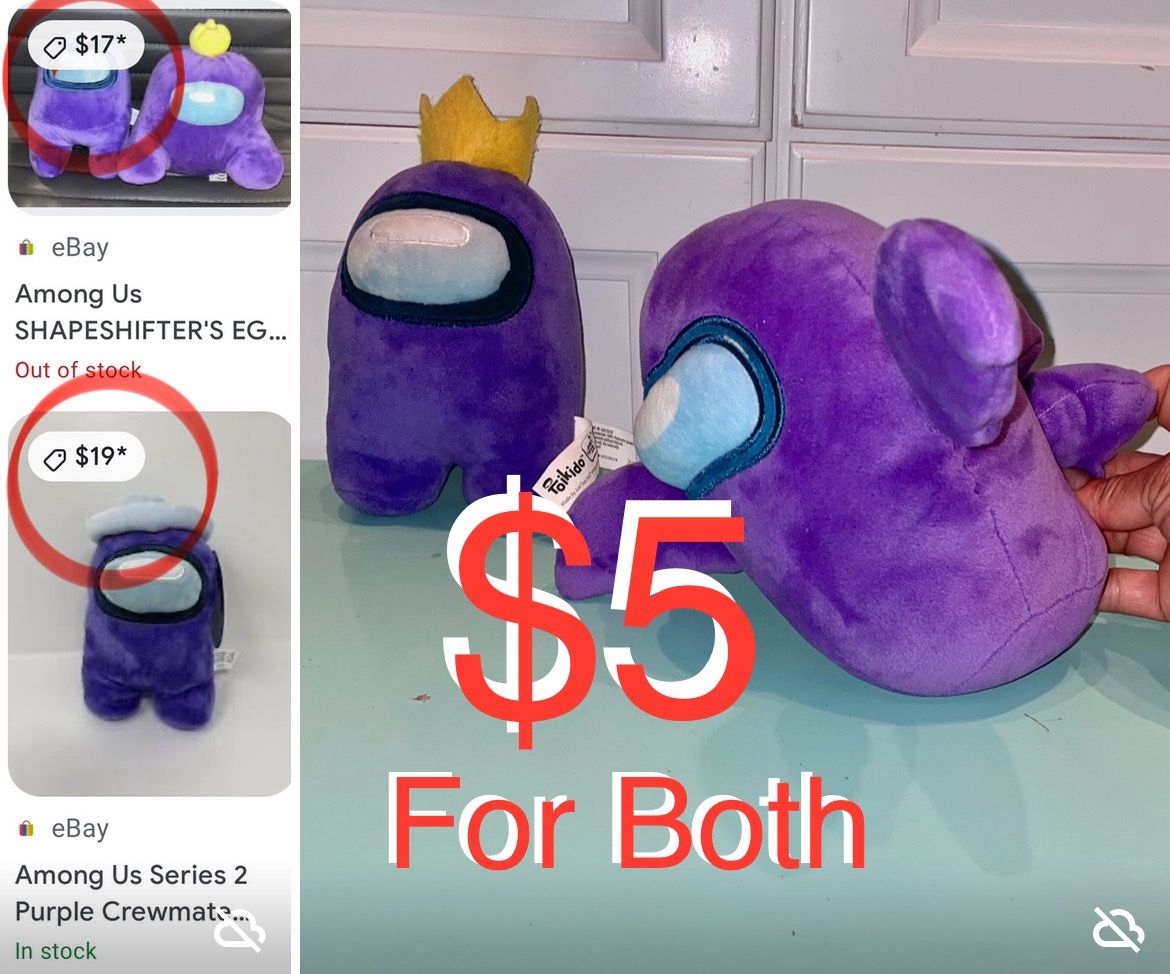 $5 For Both Among Us Plushies like new both included in the price