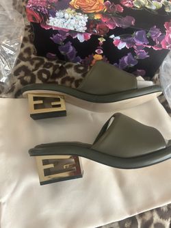Fendi Style Green Leather Shoes 6.5