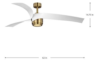 Insigna 60-in Vintage Brass with Matte White Blades LED Covered Outdoor Ceiling Fan With Light and Remote Control Included 6 -Blade