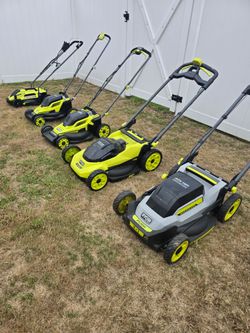 Several Ryobi Lawn Mowers
