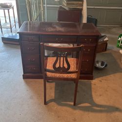 Antique Desk And Matching Chair 