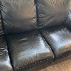 Black Real Leather Sofa