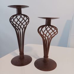 2 Brown Modern Candle Holders