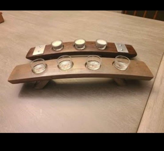Wine Barrel Candle Holders Made From Whiskey Staves Custom Made