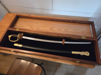 ceremonial US Marine Corps NCO sword and scabbard in shadow box