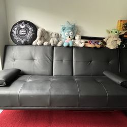 Futon - Faux Black Leather 