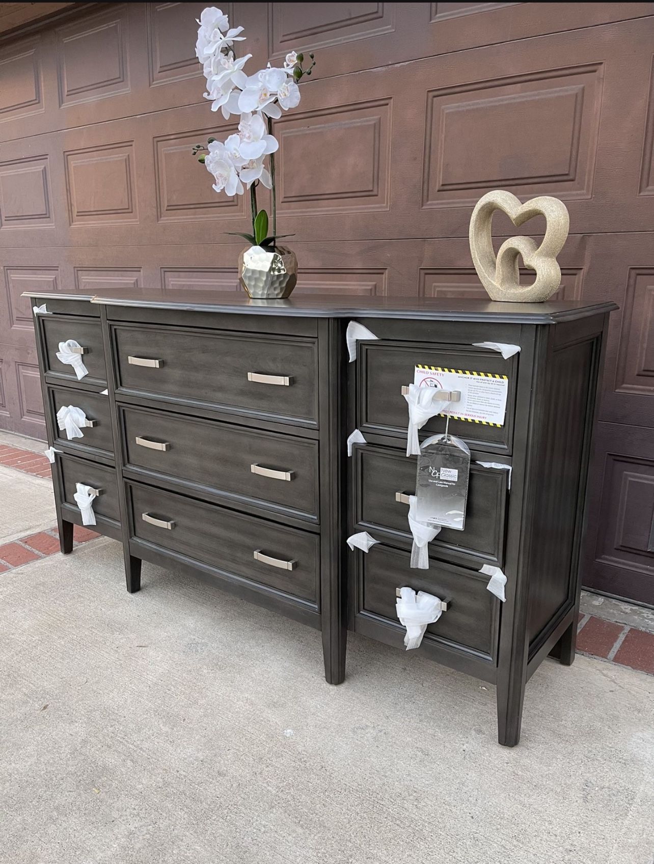solid wood grey dresser Poundex Foil Grey Solid Wood Dresser