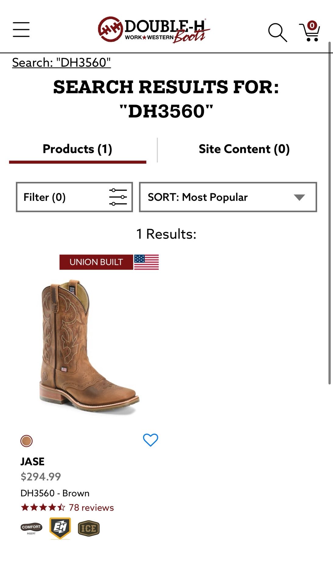 JASE Double H Boots (size 8)