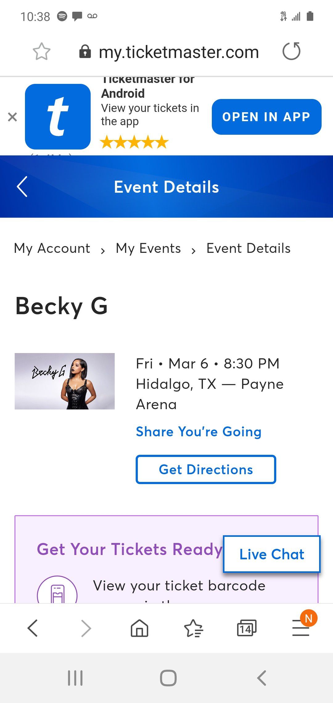 Becky G, 2 floor for $100