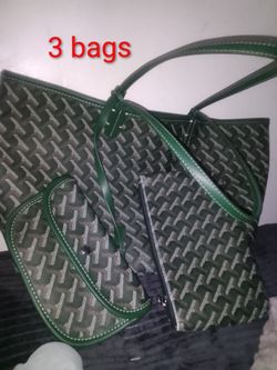 Tote Bag Set Green Monogram