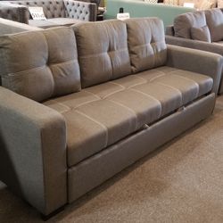 Brand New 84" x 57" Gray Linen Or Black Faux Leather Pullout Sofa Bed