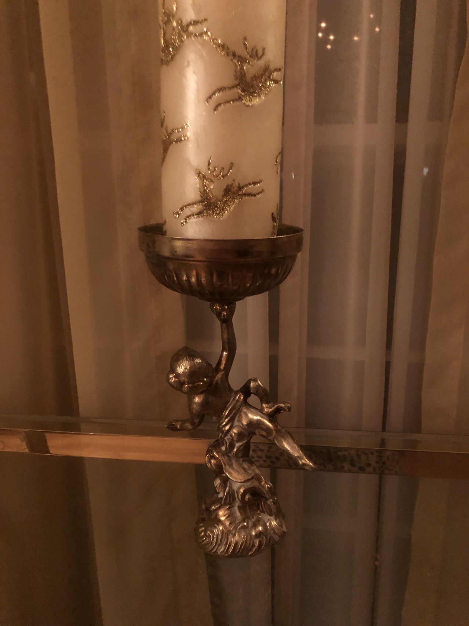 Vintage Candelabra with Candle 