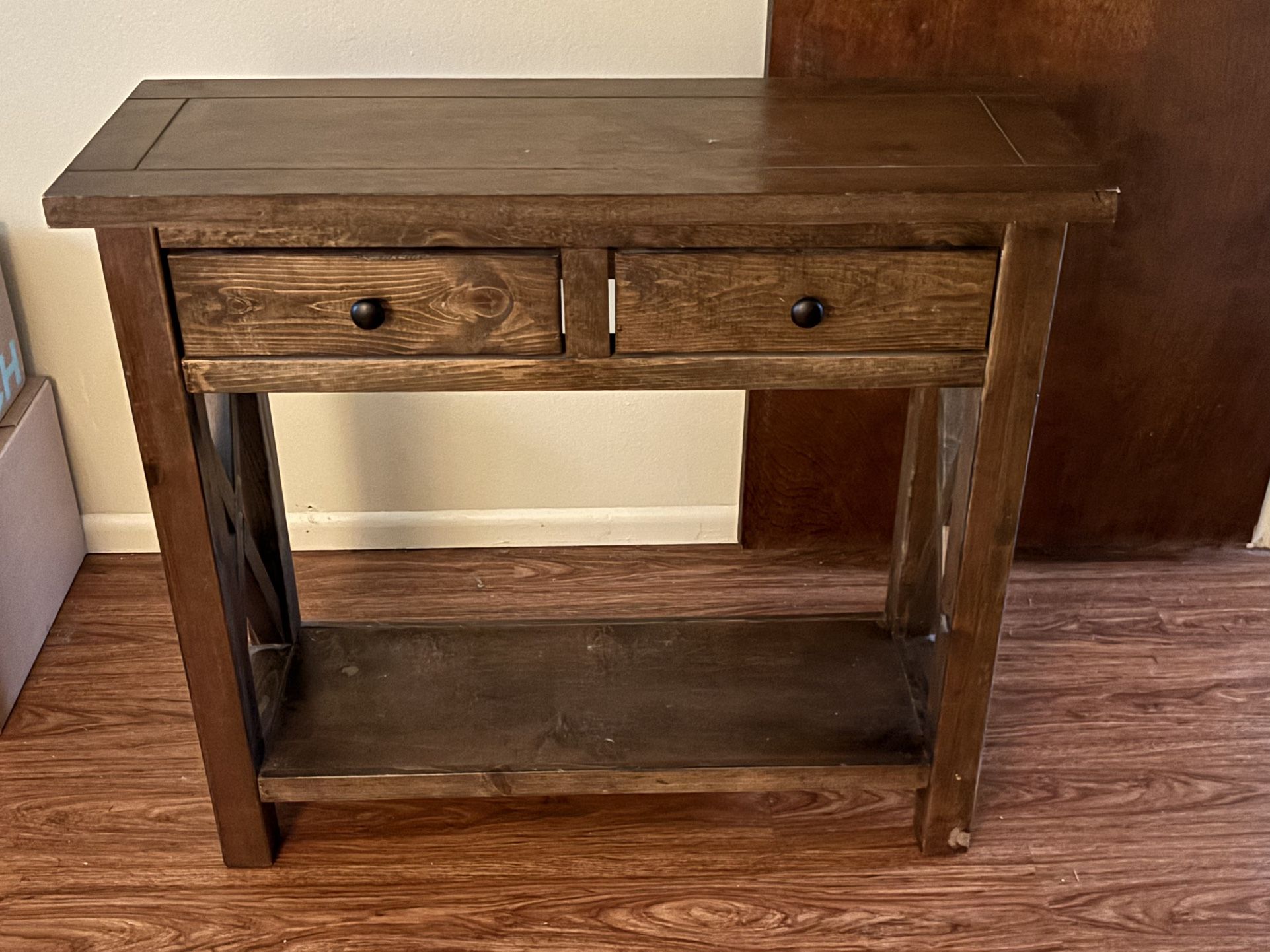 Wooden Entry Table With Drawers