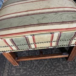 Wood and Upholstered Footstool / Ottoman