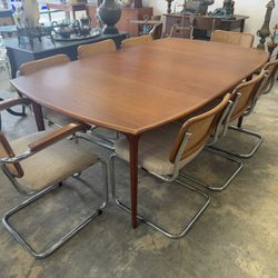 9’ Dining Table With 8 Chairs MCM 