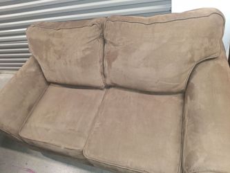Reliable Taupe Microfiber Loveseat – Good Condition ($120 OBO)