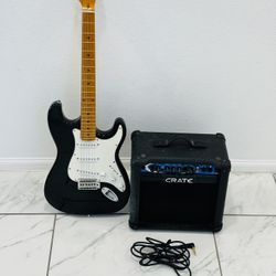 Spectrum Stratocaster Electric Guitar + Crate XT15R Amp & Guitar Cable Included 