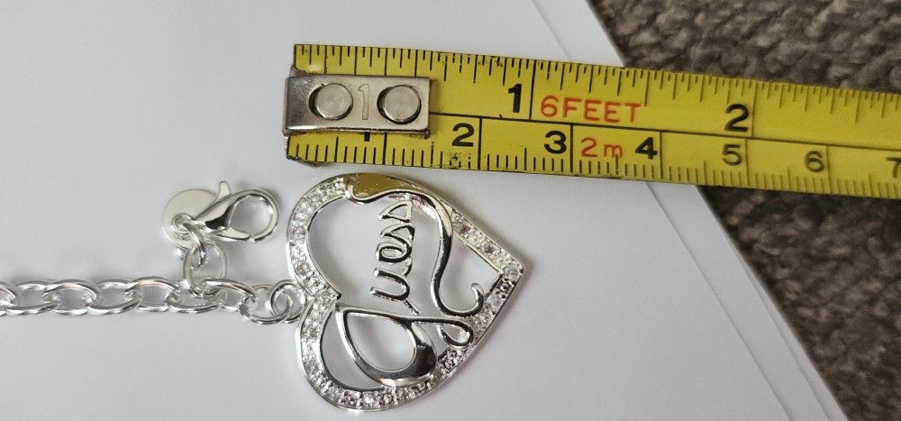 925 Stamped Silver Guess Heart Bracelet SHIPPING AVAILABLE