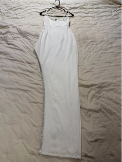 White rhinestone trim Maxi dress