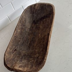 Vintage hand carved wooden dough bowl