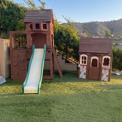 Wooden Play Set Slide & Clubhouse 