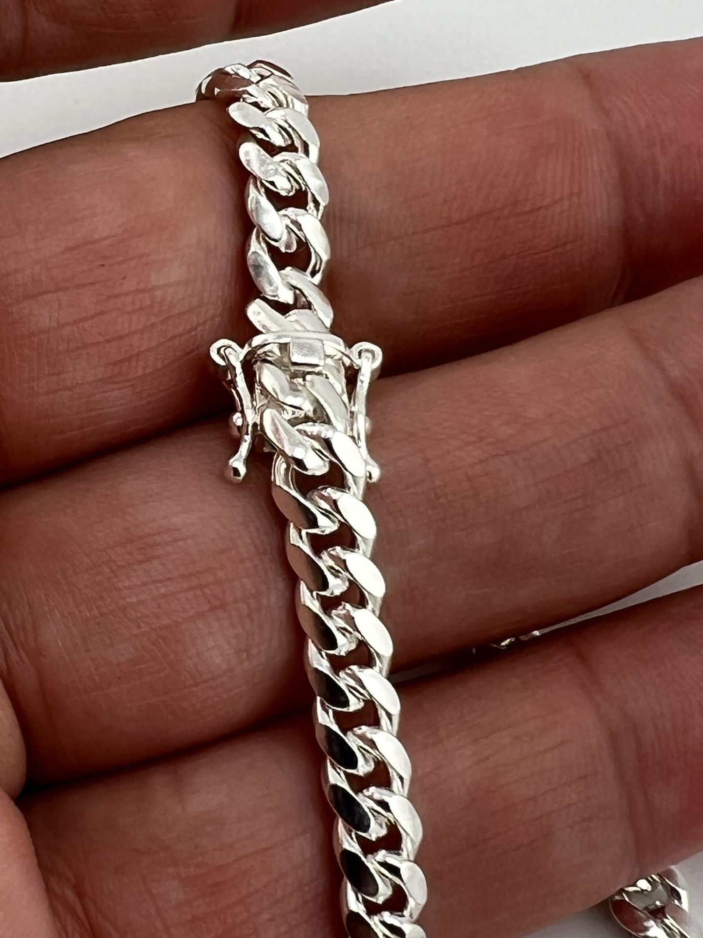 New925 sterling silver cuban link chain Necklace