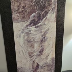 Into the Night by Johanne Cullen 18X36 Wood Frame Impasto Textured Painting Brown Sephia