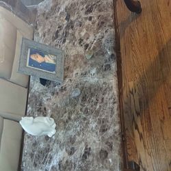 3 piece  brown marble living room table set