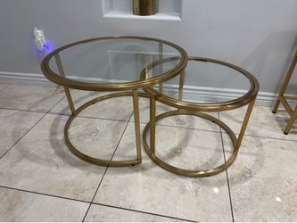 Home Decorators Collection Cheval 2-Piece Glass Nesting Coffee Table Set - Gold
