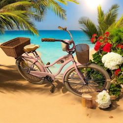  ⸻  🌸 Pink Beach Cruiser Bike – Cute, Comfy & Ready to Ride!