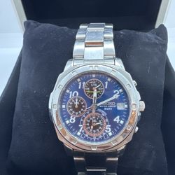 Seiko Chronograph V(contact info removed) Steel Blue 38mm 1999