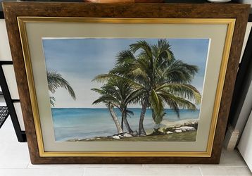 39" Framed Palm Tree Artwork Wall Art