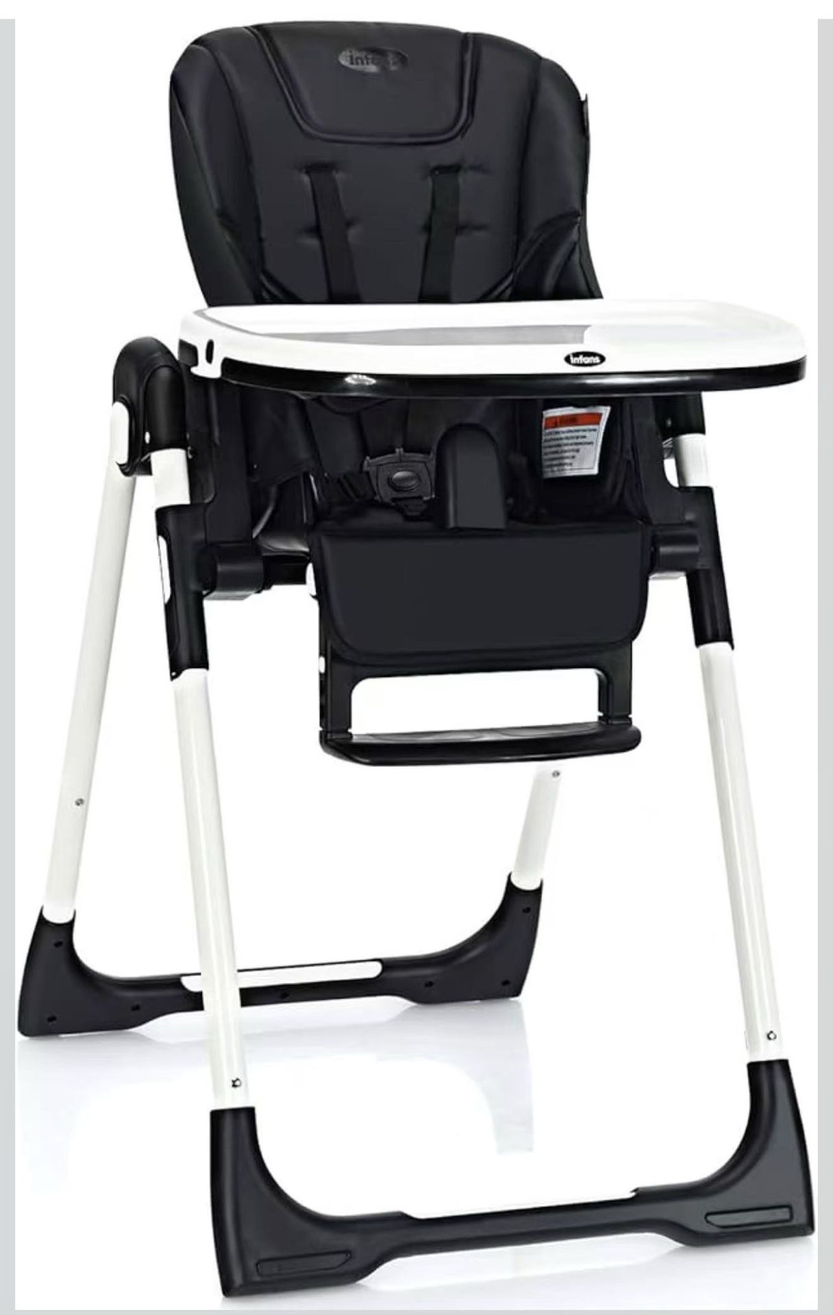 High Chair for Babies & Toddlers, Foldable Highchair with Multiple Adjustable Backrest, Footrest and Seat Height, Removable Tray, Detachable PU Leathe