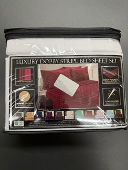 Luxury Dobby Stripe Queen Bed Sheet Set