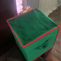 Christmas Ornament Storage Box  Green Red Trim