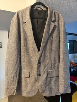 Gray Tweed Two-Button Blazer