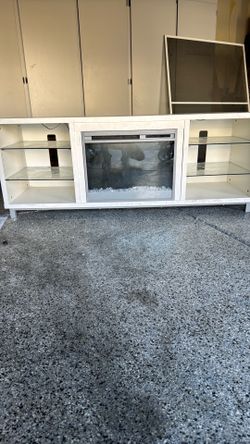 Tv table with fireplace