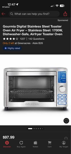 Gourmia Digital Stainless Steel Air Fryer Toaster Oven