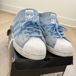 Adidas Superstars Baby Blue Worn! 