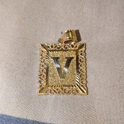 14K Solid Gold Pendant 2 Tone White Gold/Yellow Gold