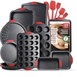 Baking Pan Set, 15 Piece Premium Nonstick Bakeware Set