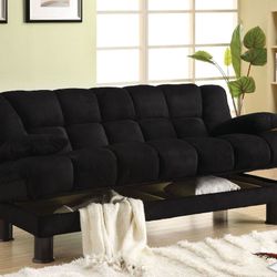 Brand New Black Futon Sofa Converts Into Bed 