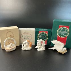 Hallmark 1987-90 Limited Edition Bone China Ornament Lot Rabbits Lamb Owl Dove NEW
