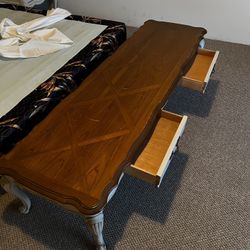 Vintage French Provincial Bedroom Set – 2 Nightstands + Bench